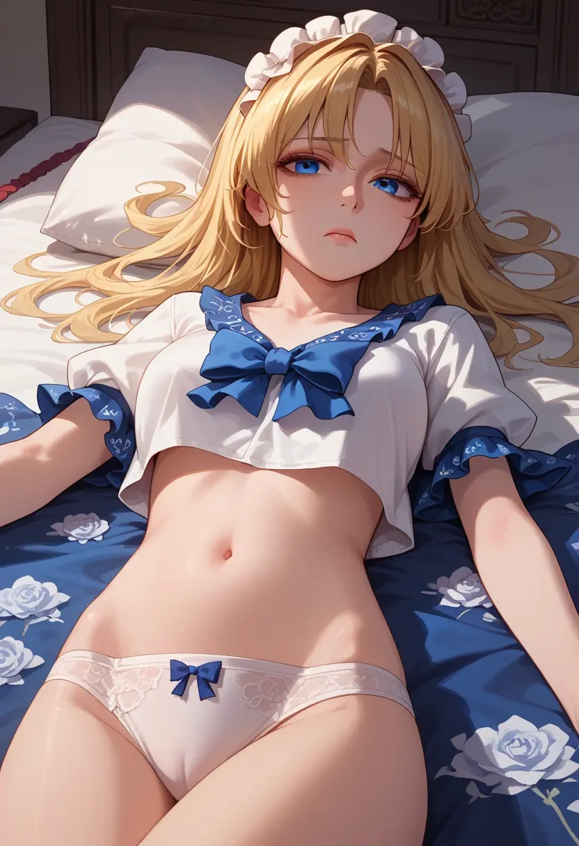 touhou,shanghai_doll,crop top,athletic shorts  - 