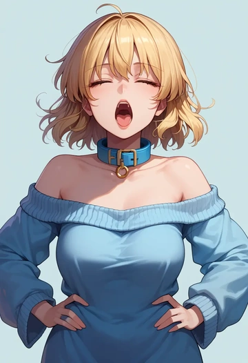 touhou,shanghai_doll,sweater,off-shoulder,collar  - AI generated anime art