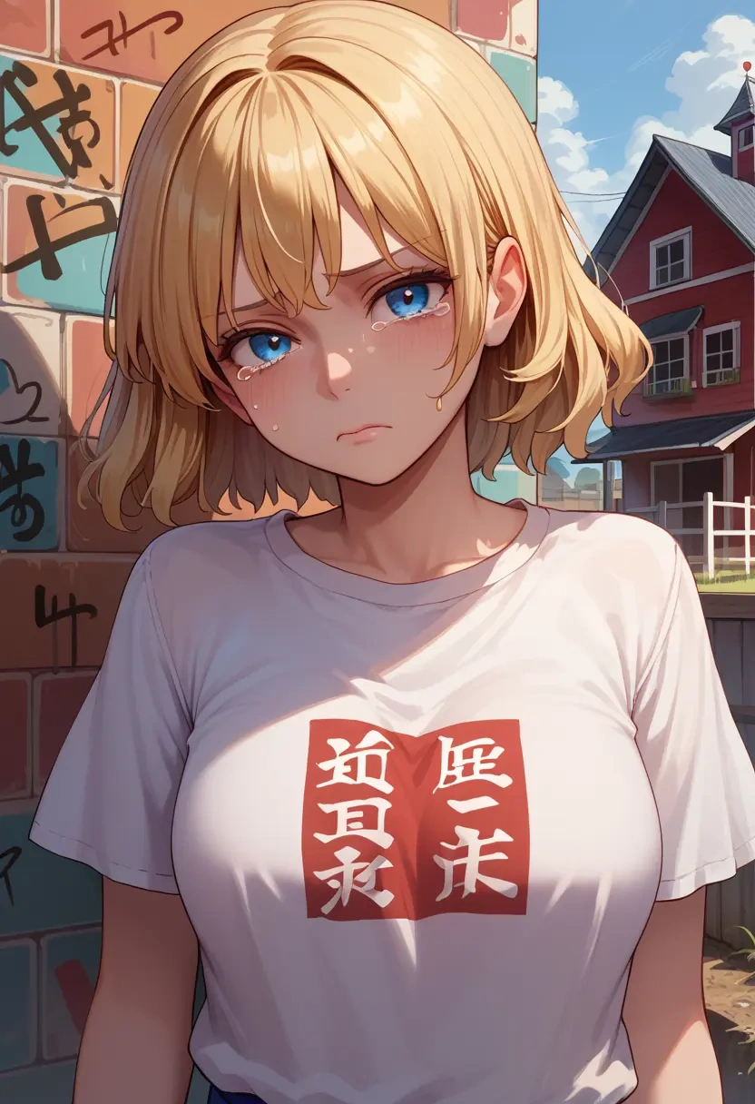 touhou,shanghai_doll,crop graffiti tee,dolphin shorts  - 