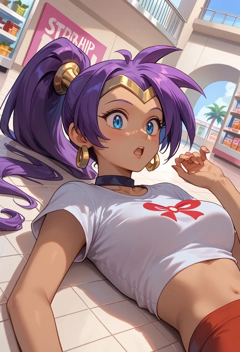 shantae_(series),shantae,calligraphy print shirt,dolphin shorts  - 