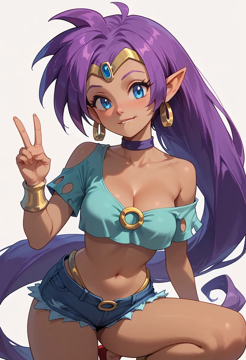 shantae_(series),shantae,crop top,loose joggers,headset  - 