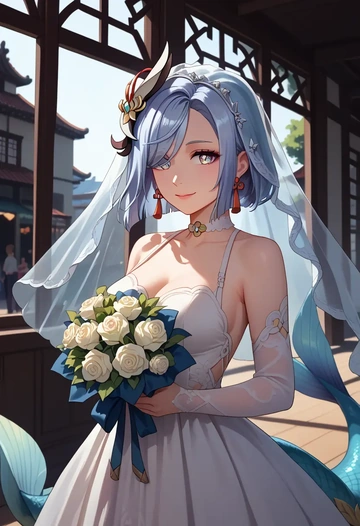 genshin impact,shenhe_(genshin_impact),wedding  - AI generated anime art