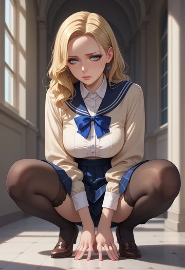 macross,sheryl_nome,jk uniform, stockings  - AI generated anime art