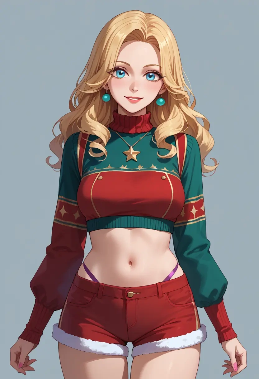 macross,sheryl_nome,Christmas,red velvet shorts  - 