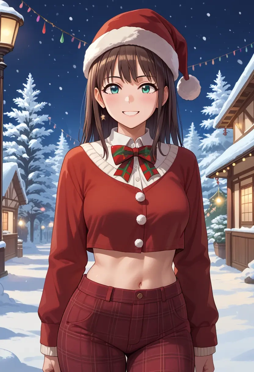 idolmaster,shibuya_rin,Christmas,plaid trousers  - 