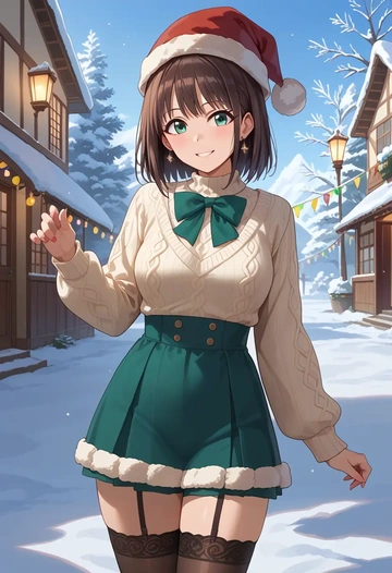 idolmaster,shibuya_rin,Christmas,sweater dress,stockings  - AI generated anime art