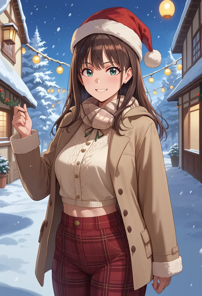 idolmaster,shibuya_rin,Christmas,plaid trousers  - 