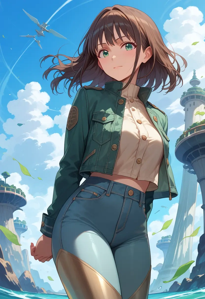 idolmaster,shibuya_rin,denim jacket,cropped,leather leggings  - 