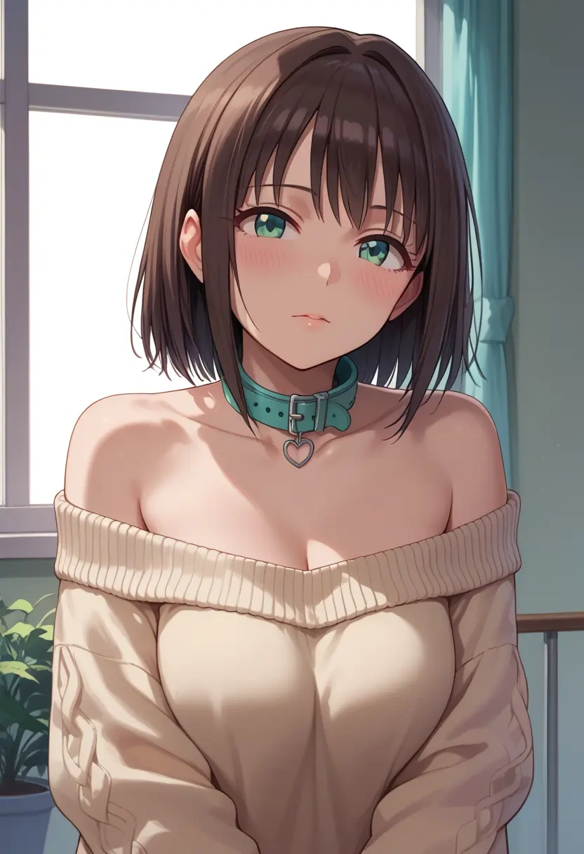 idolmaster,shibuya_rin,sweater,off-shoulder,collar  - 