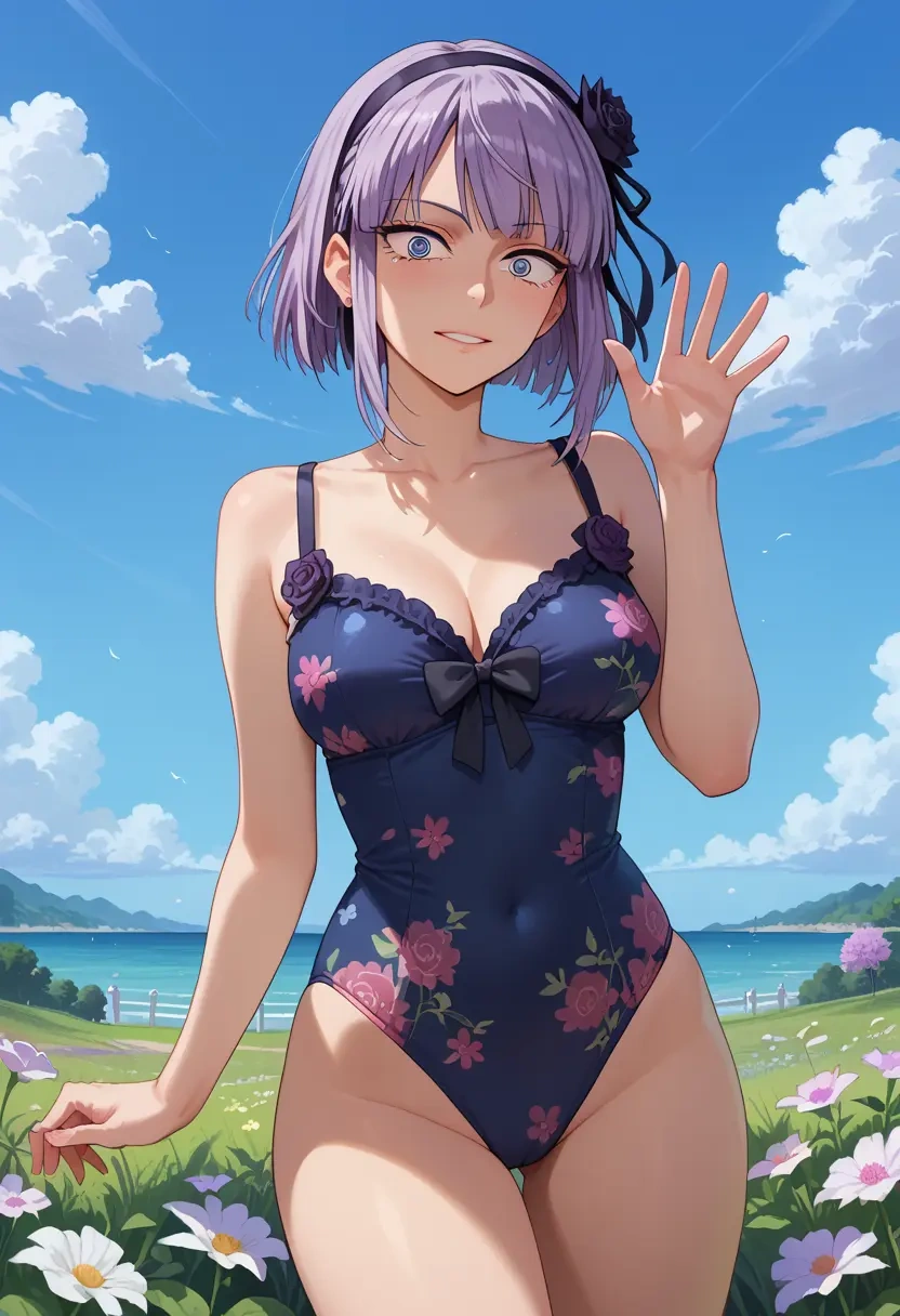 dagashi_kashi,shidare_hotaru,swimsuit,floral print  - 