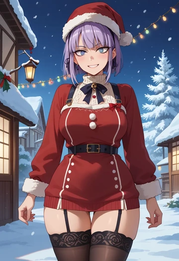 dagashi_kashi,shidare_hotaru,sweater,stockings,Thigh garters  - AI generated anime art