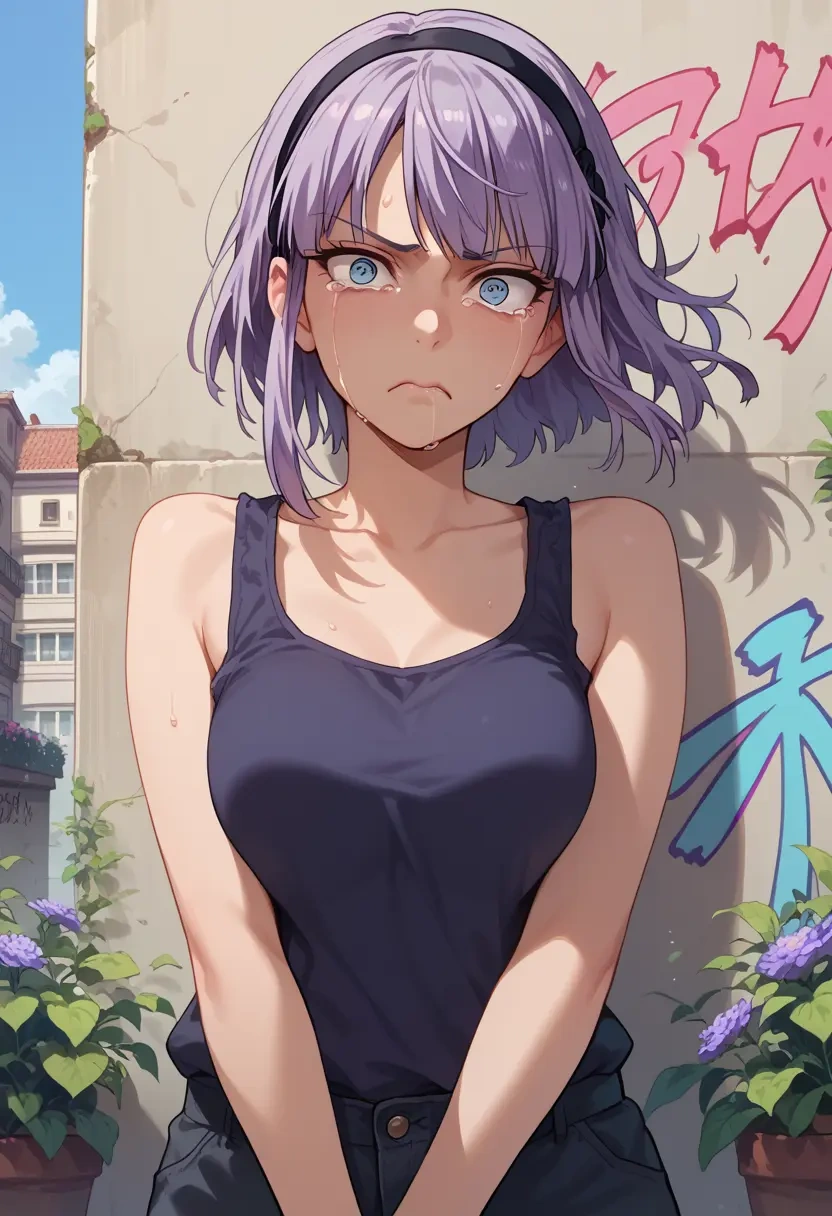 dagashi_kashi,shidare_hotaru,abstract graffiti tank,dolphin shorts  - 