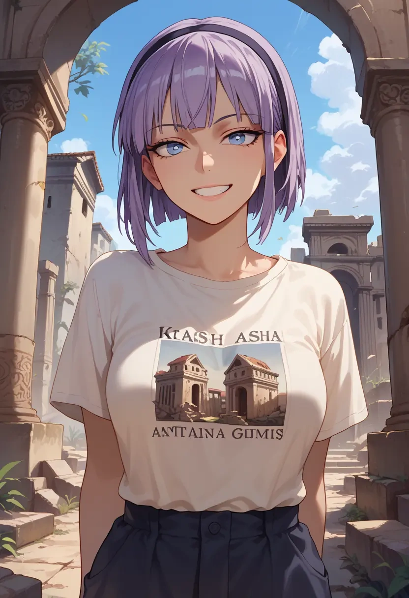 dagashi_kashi,shidare_hotaru,handwritten script shirt,dolphin shorts  - 