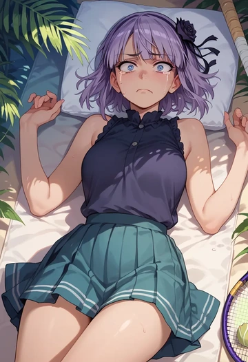 dagashi_kashi,shidare_hotaru,tennis dress,visor,trainers  - AI generated anime art