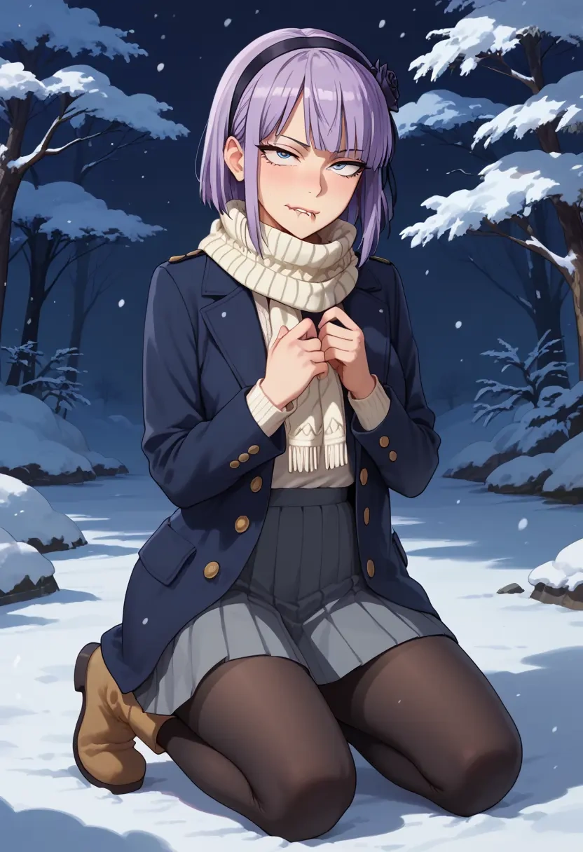 dagashi_kashi,shidare_hotaru,winter,student uniform,puffer coat  - 