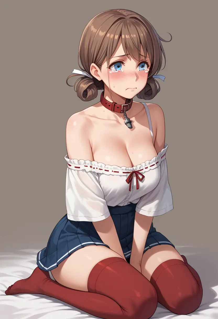 kantai_collection,shigure_(kancolle),collar,oversized,Thigh garters  - 