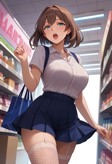 kantai_collection,shigure_(kancolle),mini skirt, stockings  - AI generated anime art