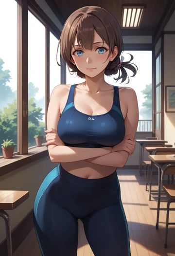 kantai_collection,shigure_(kancolle),yoga shorts, bra  - AI generated anime art