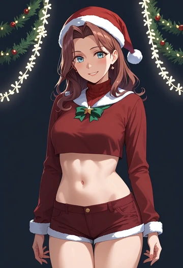 kantai_collection,shigure_(kancolle),Christmas,red velvet shorts  - AI generated anime art