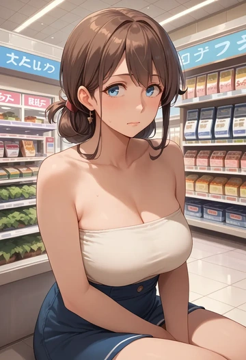 kantai_collection,shigure_(kancolle),tube top,jogger shorts  - AI generated anime art