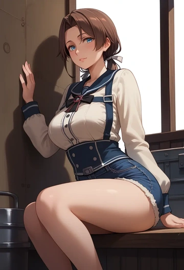 kantai_collection,shigure_kai_ni_(kancolle),shorts,sexy  - AI generated anime art