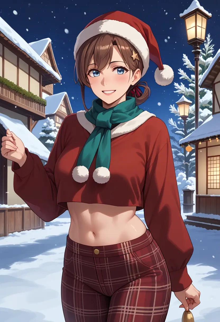 kantai_collection,shigure_kai_ni_(kancolle),Christmas,plaid trousers  - 