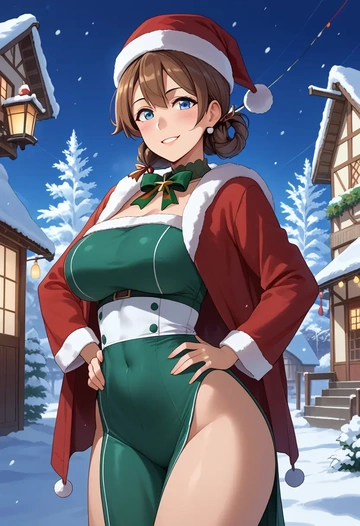 kantai_collection,shigure_kai_ni_(kancolle),Christmas,dress  - AI generated anime art