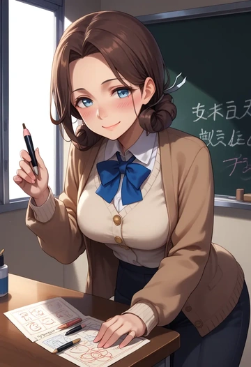 kantai_collection,shigure_kai_ni_(kancolle),teacher, sweater  - AI generated anime art