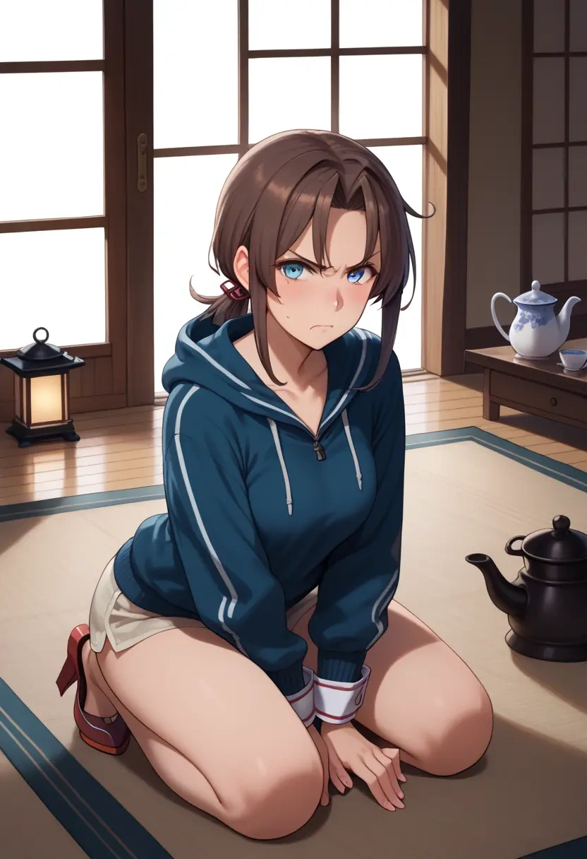 kantai_collection,shigure_kai_ni_(kancolle),hoodie,cropped,high-waisted joggers  - 