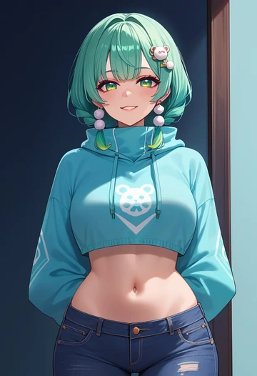 indie_virtual_youtuber,shigure_ui_(vtuber),crop top  - AI generated anime art