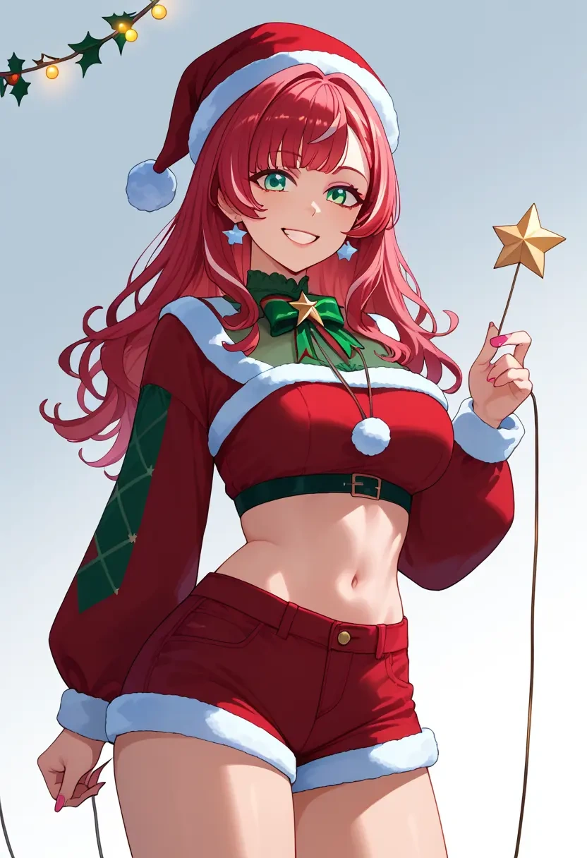 indie_virtual_youtuber,shigure_ui_(vtuber),Christmas,red velvet shorts  - 