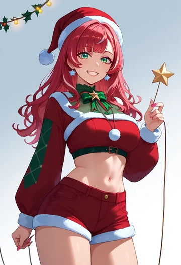 indie_virtual_youtuber,shigure_ui_(vtuber),Christmas,red velvet shorts  - AI generated anime art