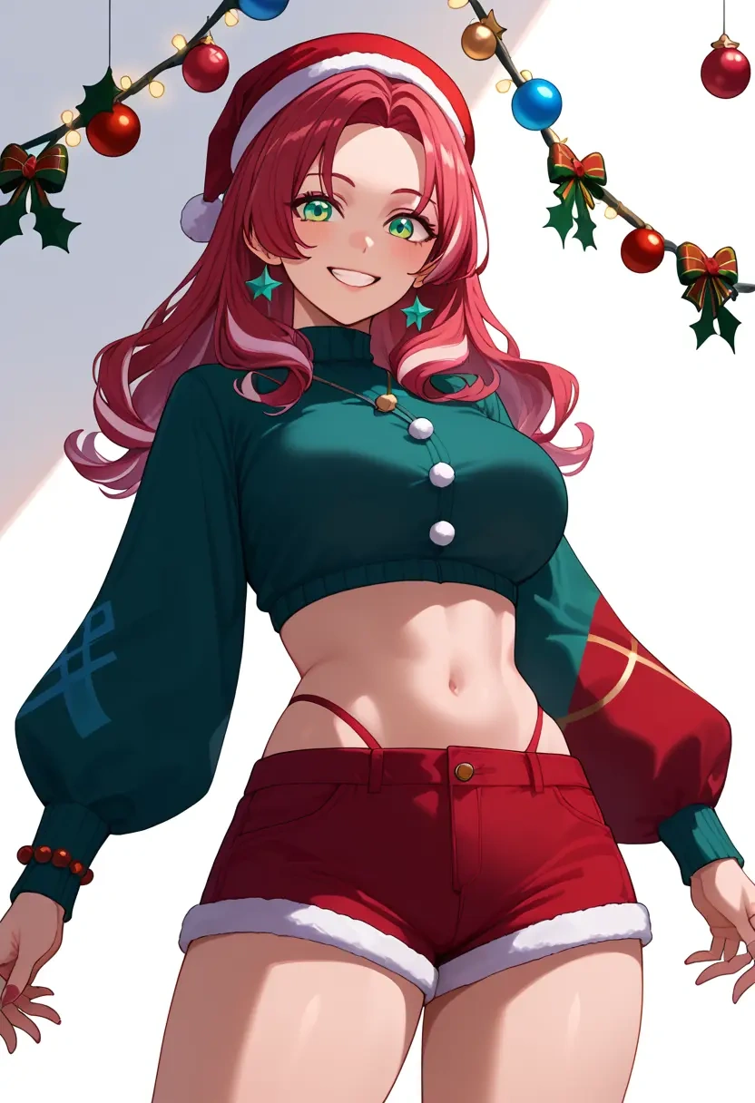 indie_virtual_youtuber,shigure_ui_(vtuber),Christmas,red velvet shorts  - 