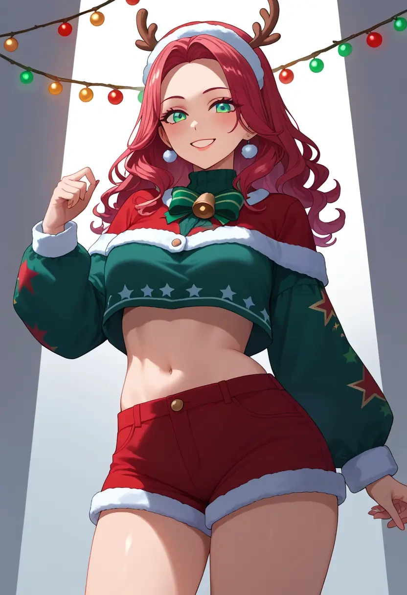 indie_virtual_youtuber,shigure_ui_(vtuber),Christmas,red velvet shorts  - 