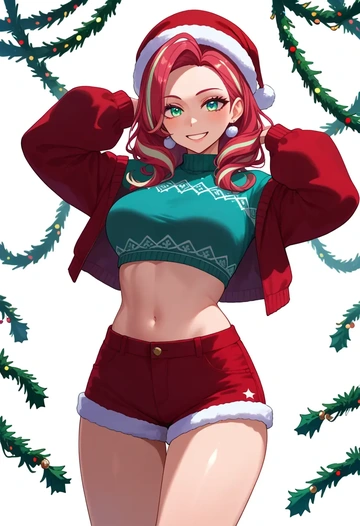 indie_virtual_youtuber,shigure_ui_(vtuber),Christmas,red velvet shorts  - AI generated anime art