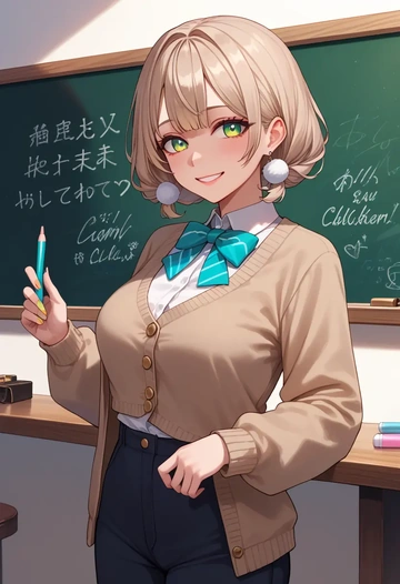 indie_virtual_youtuber,shigure_ui_(vtuber),teacher, sweater  - AI generated anime art