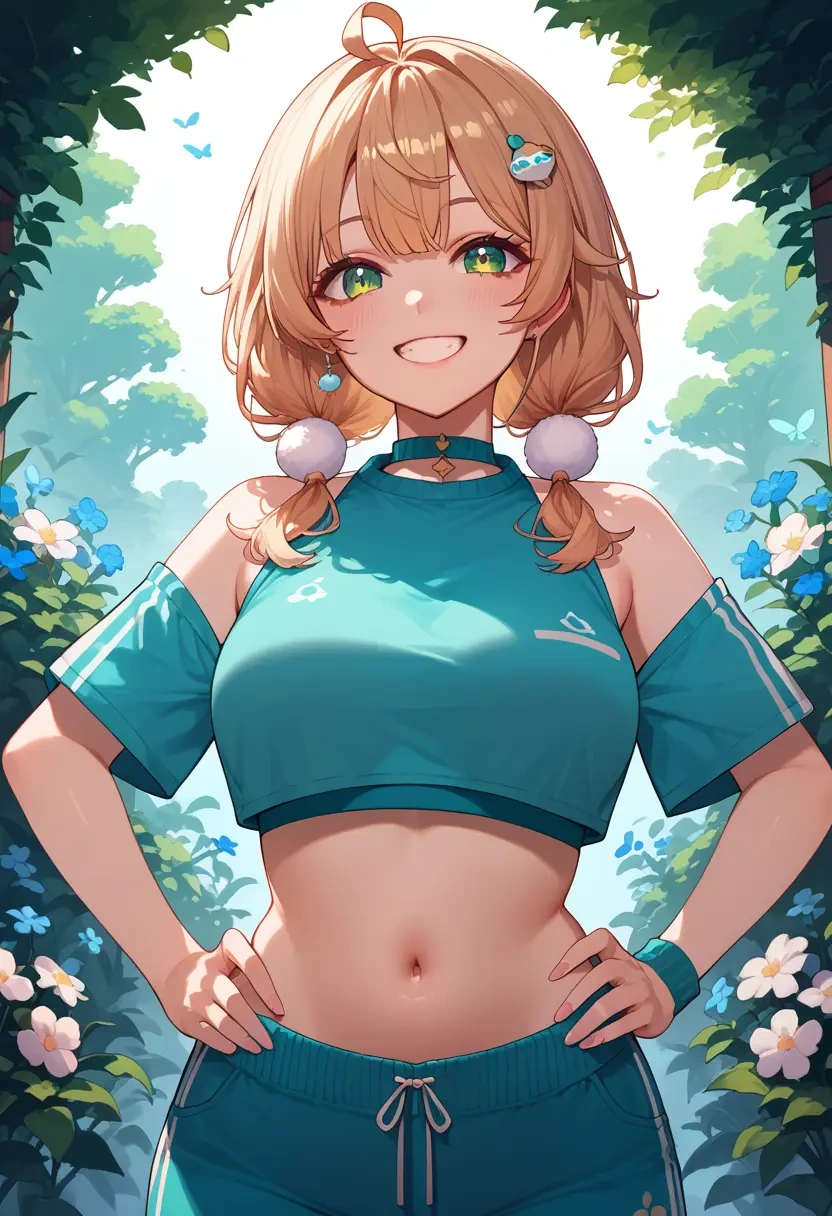 indie_virtual_youtuber,shigure_ui_(vtuber),sports crop,high-waisted shorts  - 