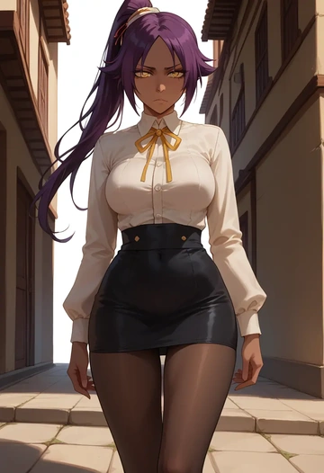 bleach,shihouin_yoruichi,shorts, pantyhose  - AI generated anime art