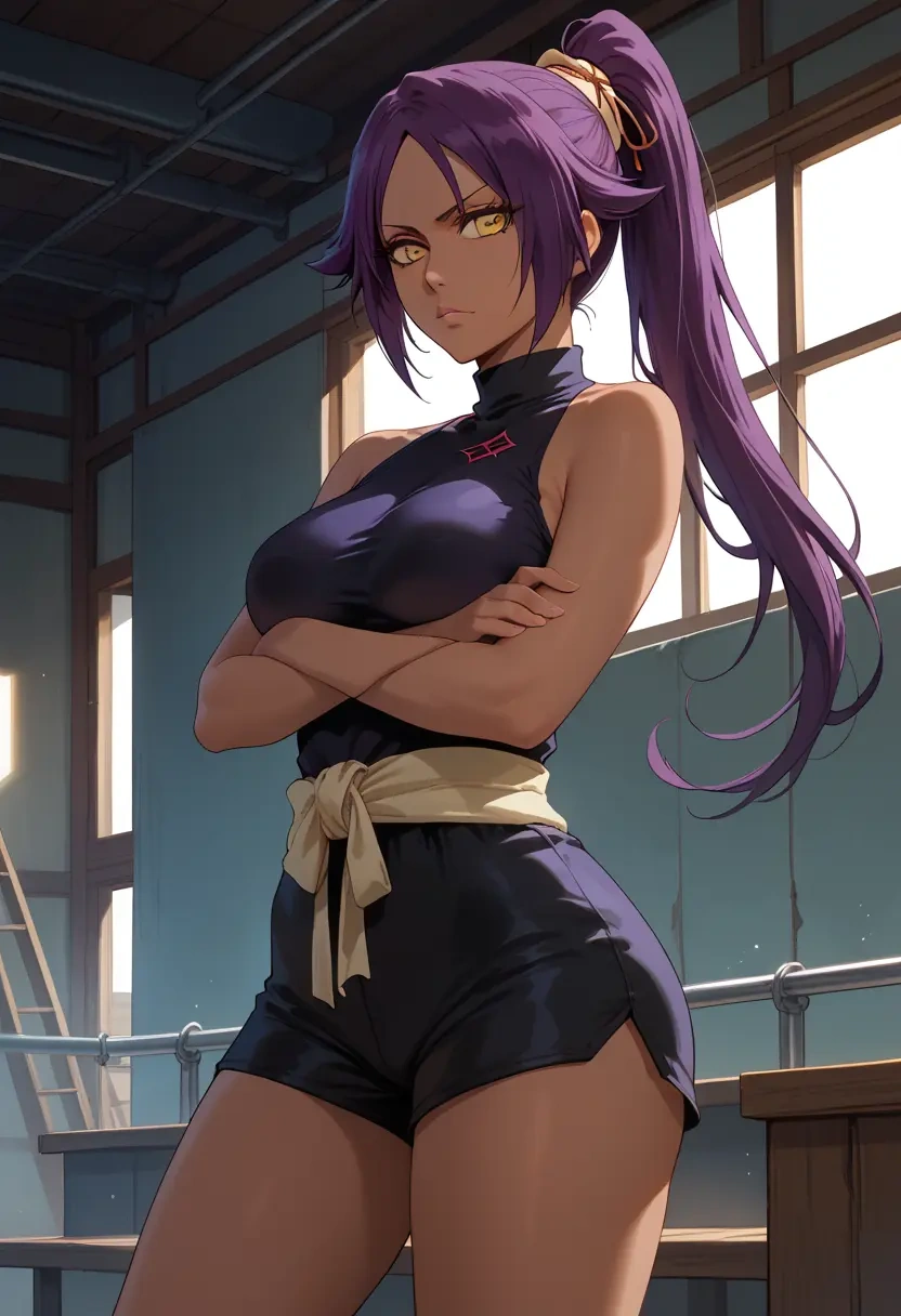 bleach,shihouin_yoruichi,athletic,shorts,sexy  - 