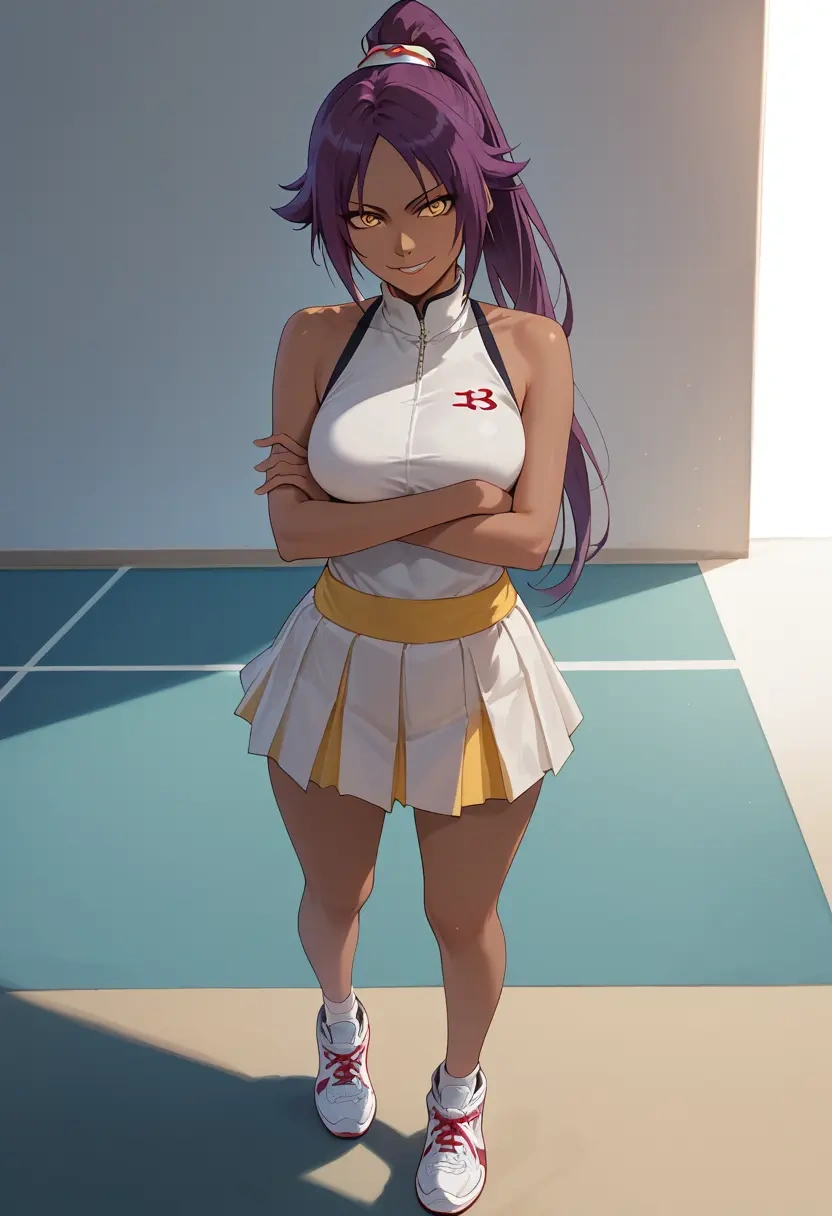 bleach,shihouin_yoruichi,tennis skirt  - 