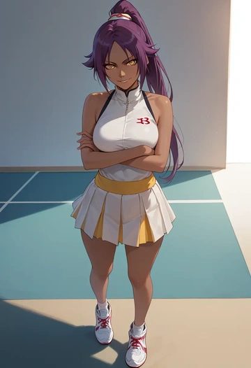 bleach,shihouin_yoruichi,tennis skirt  - AI generated anime art