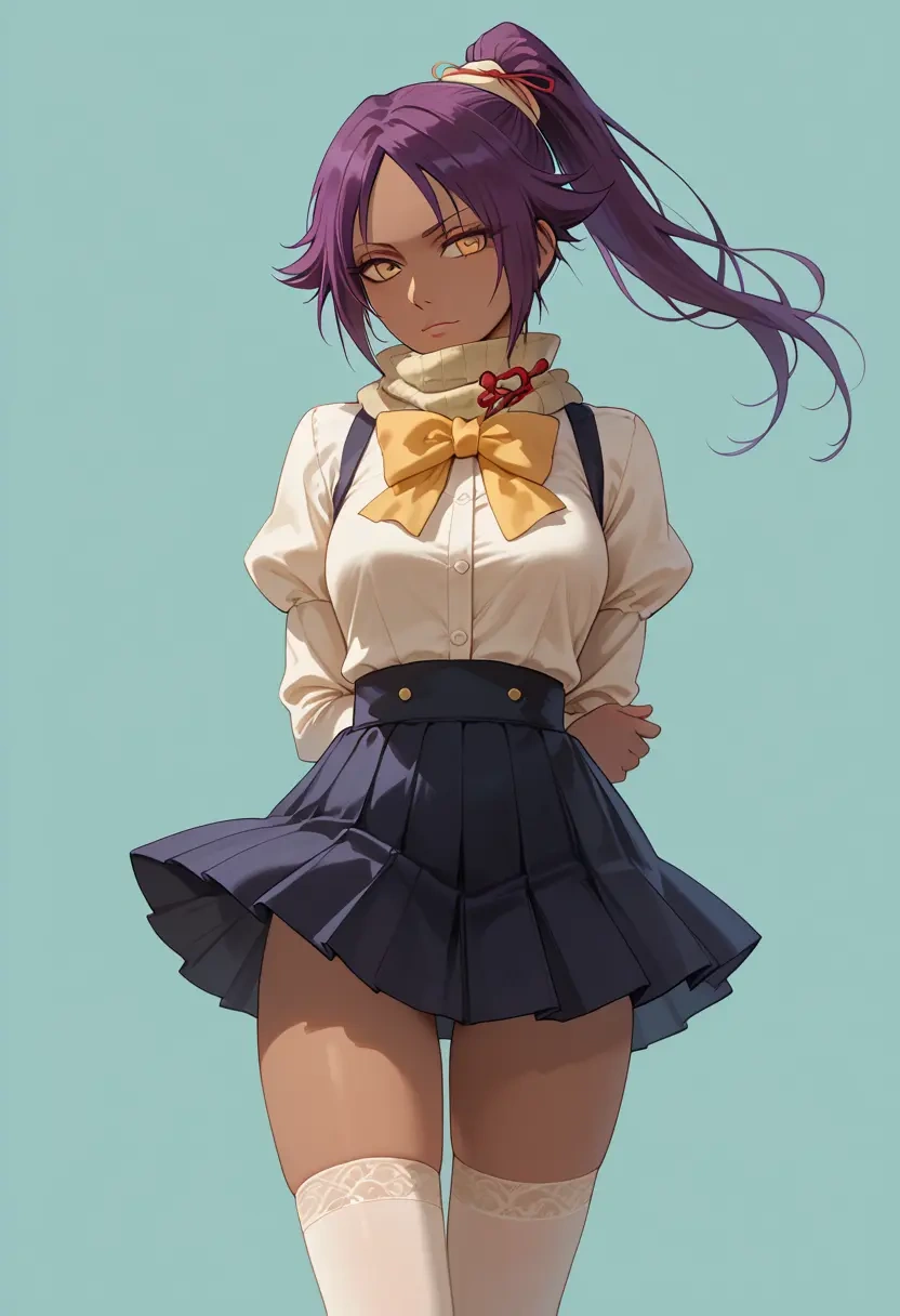 bleach,shihouin_yoruichi,spring,student uniform,blouse  - 