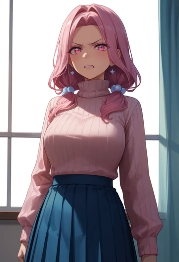 nijisanji,shiina_yuika,skirt,pleated,turtleneck sweater  - AI generated anime art