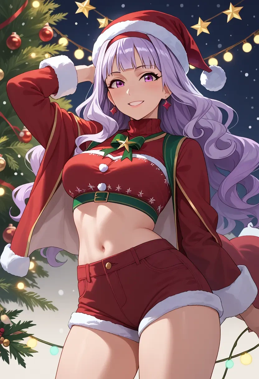 idolmaster,shijou_takane,Christmas,red velvet shorts  - 