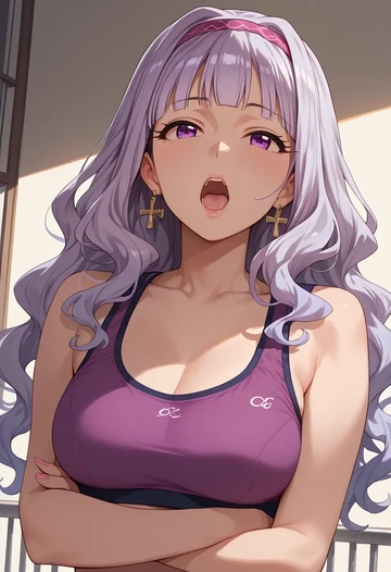 idolmaster,shijou_takane,sports bra,high-waisted leggings  - AI generated anime art