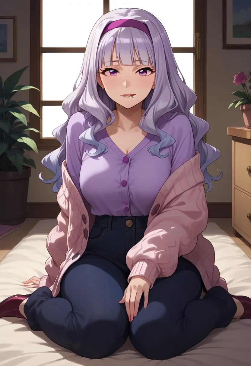 idolmaster,shijou_takane,cardigan,oversized,wide-leg pants  - 