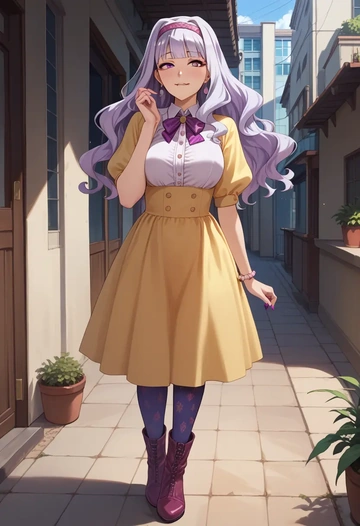 idolmaster,shijou_takane,shirt dress,belted,stockings  - AI generated anime art