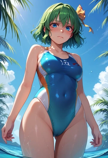 touhou,shiki_eiki,swimsuit,sexy  - AI generated anime art