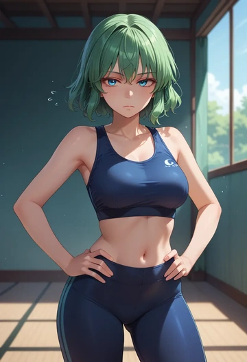 touhou,shiki_eiki,yoga shorts, bra  - AI generated anime art