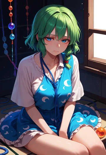 touhou,shiki_eiki,tie-dye shirt,dolphin shorts  - AI generated anime art